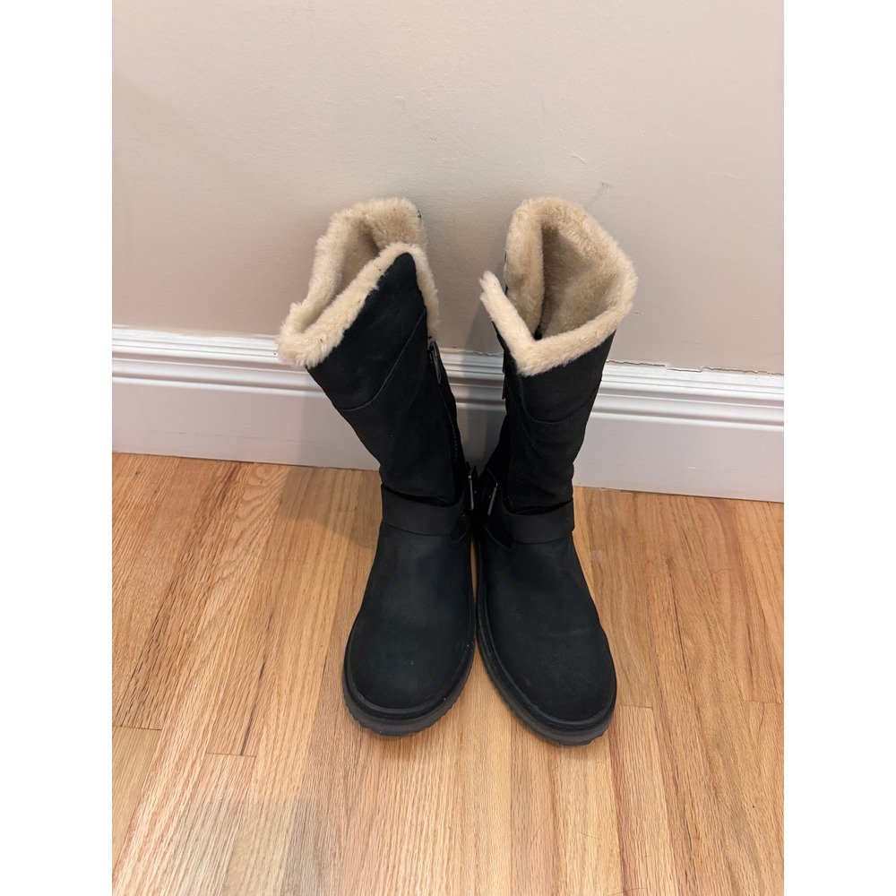 Aldo Keirnan-97 Black Faux Suede Faux Fur Lined Mid Calf Boots Womens 7